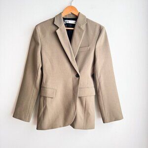 Zara Beige One Button Classic Blazer S